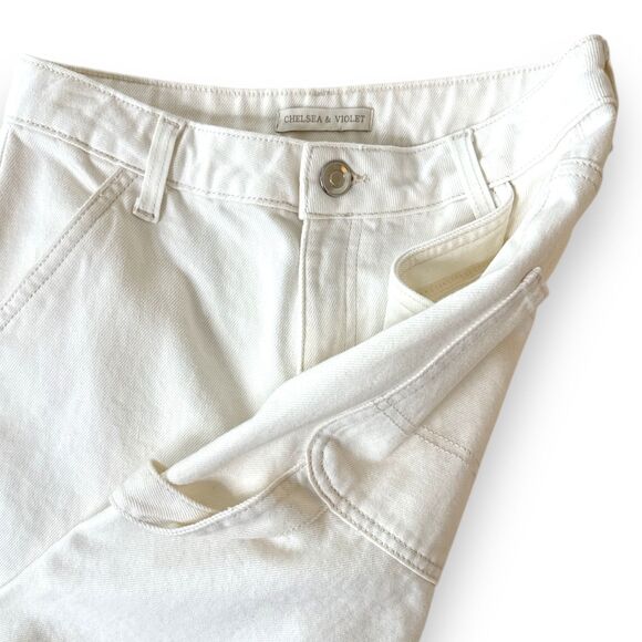 CHELSEA & VIOLET Olivia Denim High Rise‎ 5 Pocket Carpenter Jean Wm Sz 26 White - Picture 2 of 5